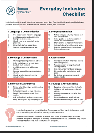 Preview of the Everyday Inclusion Checklist